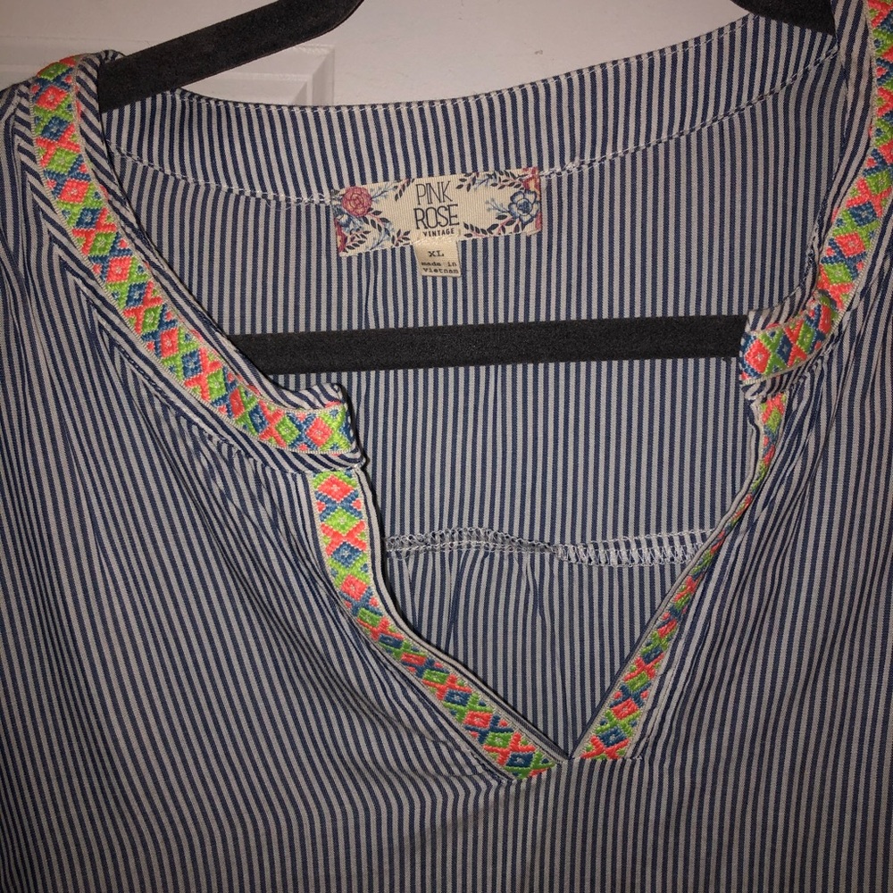 Women’s Striped Top With Colorful Collar
